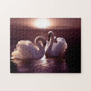 Puzzle Cygnes affectueux formant un coeur