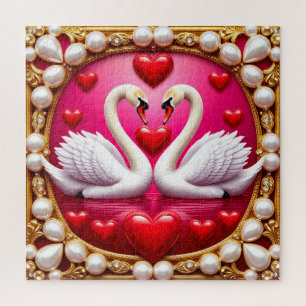 Puzzle Cygnes de mariage romantiques encadrés par Ornat