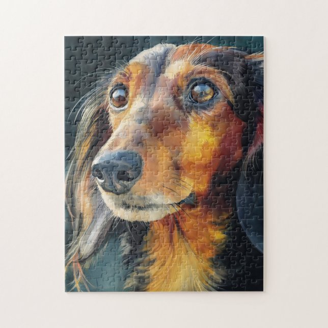 Puzzle Dachshund à poil long en gros plan (Vertical)
