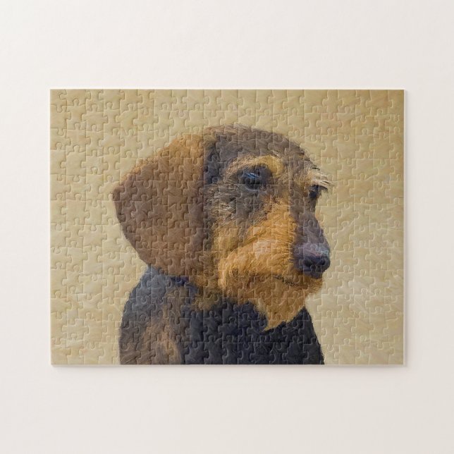Puzzle Dachshund (À poils durs) Peinture Chien Art origin (Horizontal)