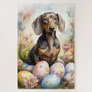 Puzzle Dachshund avec œufs de Pâques