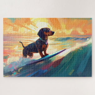 Puzzle Dachshund Beach Surf Peinture