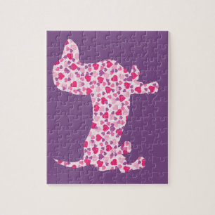 Puzzle Dachshund Coeur Rose