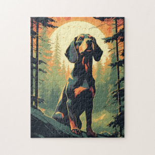 Puzzle Dachshund dans la forêt au coucher du soleil
