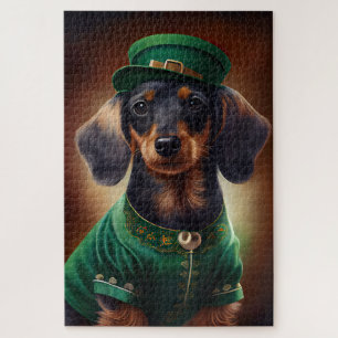 Puzzle Dachshund Dog en tenue de la Saint Patrick
