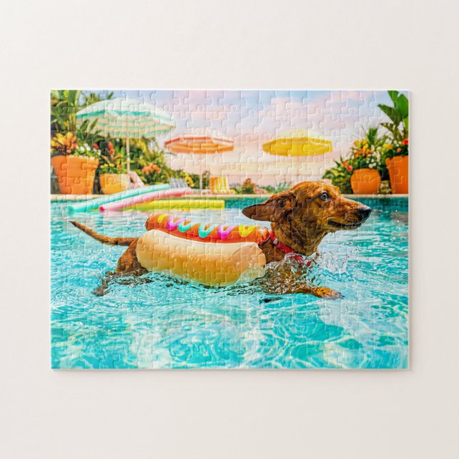 Puzzle Dachshund en costume de hotdog (Horizontal)