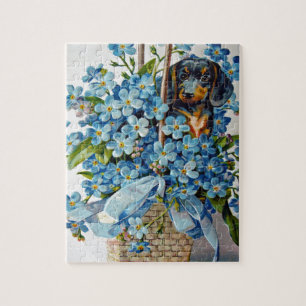 Puzzle Dachshund et Forget-Me-Nots