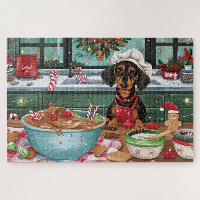 Puzzle Dachshund Gîtes : Noël festif (Horizontal)