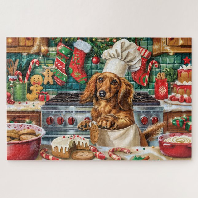 Puzzle Dachshund Gîtes : Noël festif (Horizontal)
