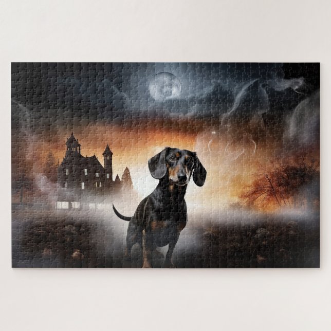 Puzzle Dachshund Halloween Épouvantable (Horizontal)