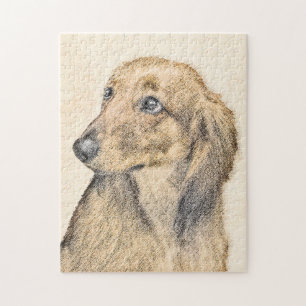 Puzzle Dachshund (Longhaerien) Peinture - Art Chien origi