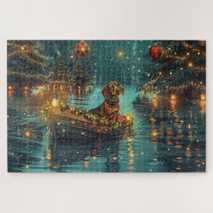 Puzzle Dachshund Noël Festive Voyage