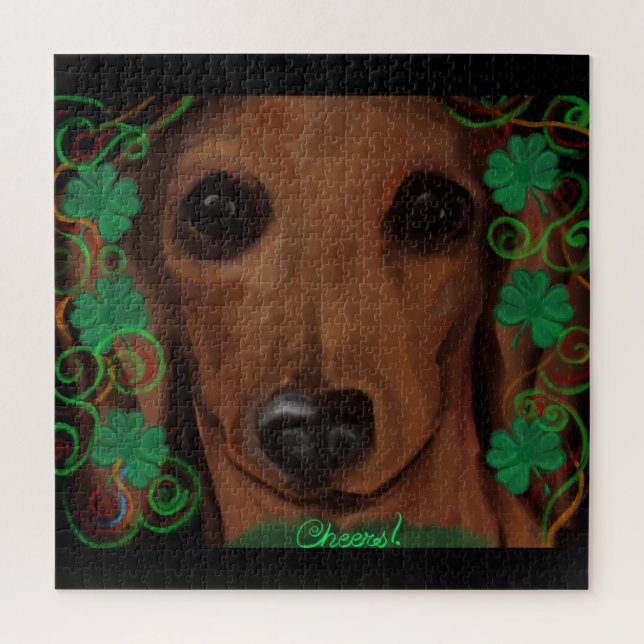 Puzzle Dachshund Rouge   (Vertical)