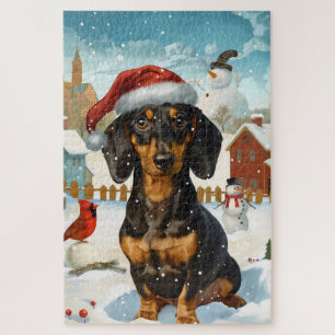 Puzzle Dachshund Winter Wonderland Christmas Joy