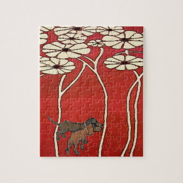 Puzzle Dachshunds en fleurs (Vertical)