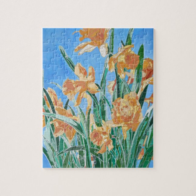 Puzzle Daffodiles d'or en fleurs Gras Line Art (Vertical)
