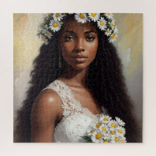 Puzzle Daisies Black Woman Floral Art