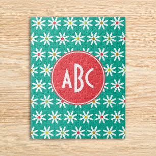 Puzzle Daisy à points sarcelle monogrammée