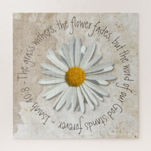 Puzzle Daisy Flower Bible Verse - Christian - Ésaïe 40:8