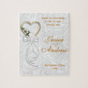 Puzzle Daisy Romantique, Cœur d'Or et Ruban Blanc