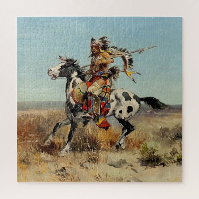 Puzzle « Dakota Chief » Art occidental de Charles M Russe (Vertical)