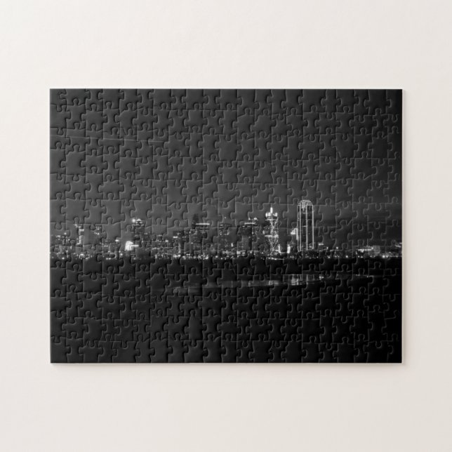 Puzzle Dallas Skyline Dawn Pano Grayscale (Horizontal)