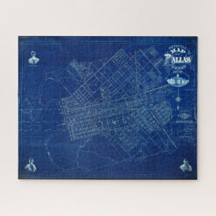 Puzzle Dallas Texas Official 1875 Carte détaillée du plan