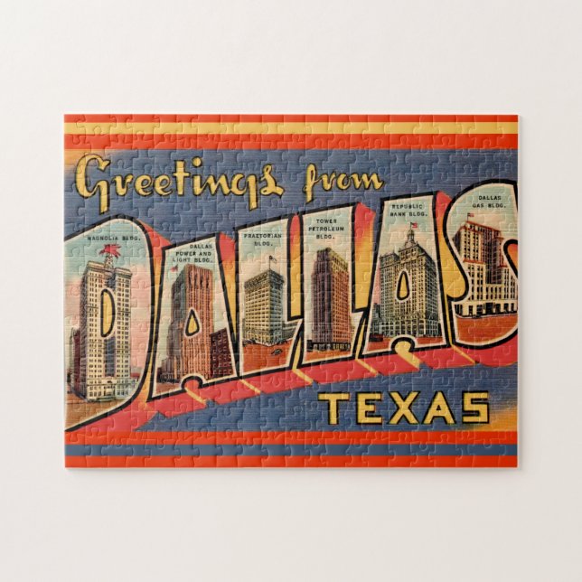 Puzzle Dallas Texas vintage 11x14  (Horizontal)