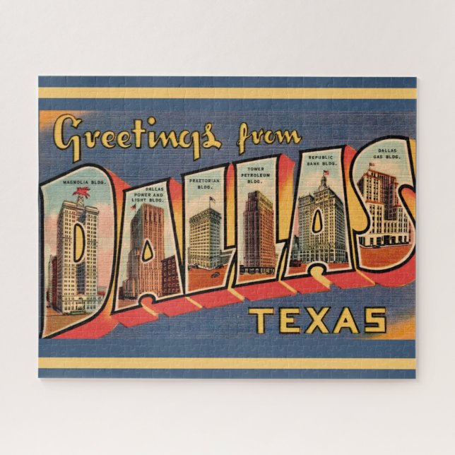 Puzzle Dallas Texas vintage 16x20 (Horizontal)