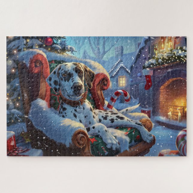 Puzzle Dalmatian Dog Christmas Festive (Horizontal)