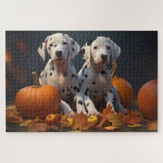 Puzzle Dalmatien chiot automne délice citrouille  (Horizontal)