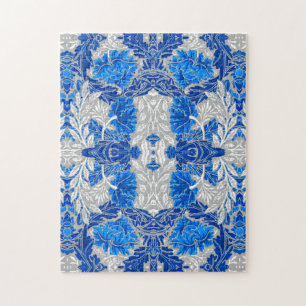 Puzzle Damas florales, Sapphire bleu et gris