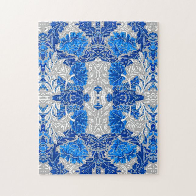 Puzzle Damas florales, Sapphire bleu et gris (Vertical)