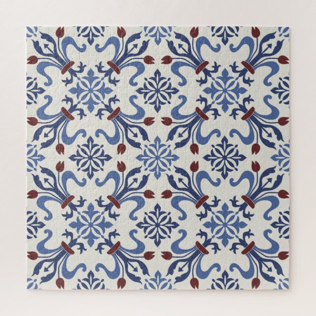 Puzzle Damask Majolica Poterie Design Carreaux (Vertical)
