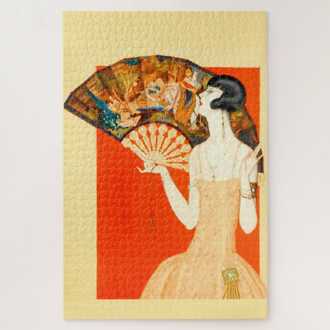 Puzzle dame art déco avec ventilateur (Vertical)