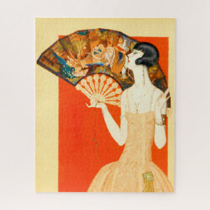 Puzzle dame art déco avec ventilateur