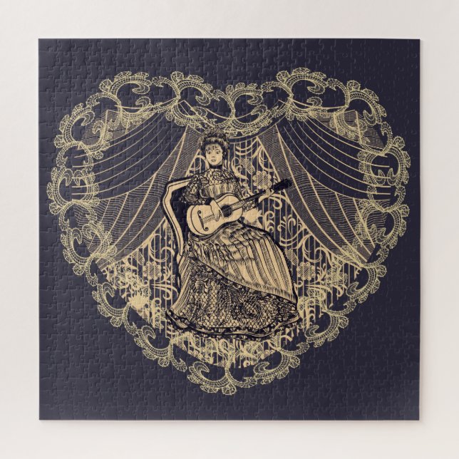 Puzzle Dame avec guitare (Vertical)