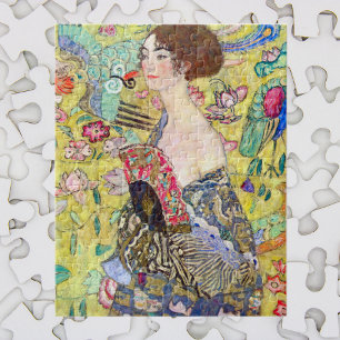 Puzzle Dame avec ventilateur par Gustav Klimt, Japonisme
