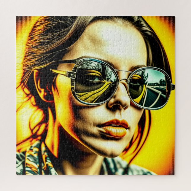 Puzzle Dame cool dans des lunettes de soleil reflet d'une (Vertical)