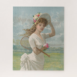 Puzzle Dame de tennis victorienne avec chapeau à fleurs A
