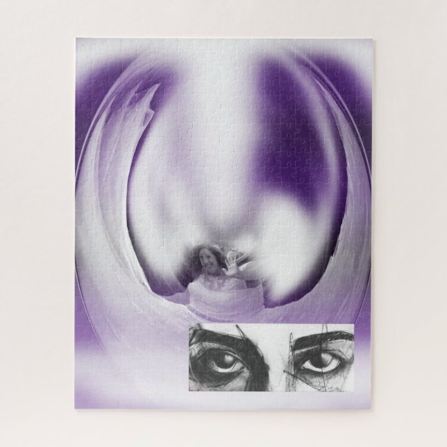 Puzzle Dame d'Imaginaire et les yeux art violet (Vertical)