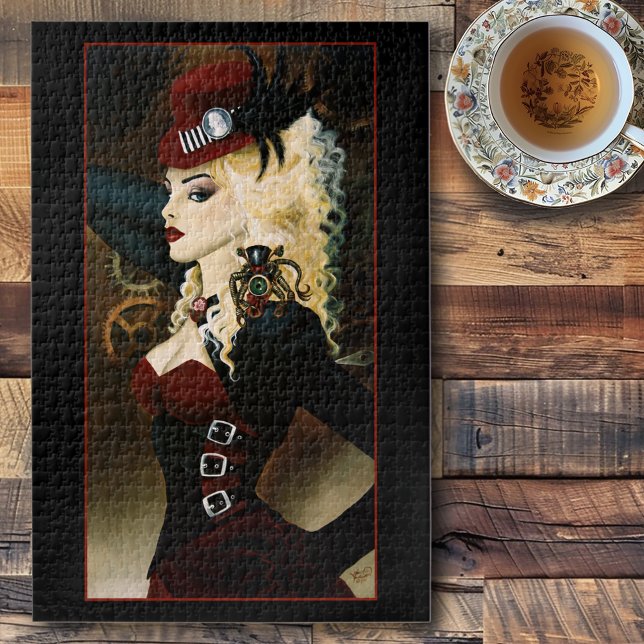 Puzzle Dame Élégante Steampunk Victorienne Rouge à Mécani (Créateur téléchargé)