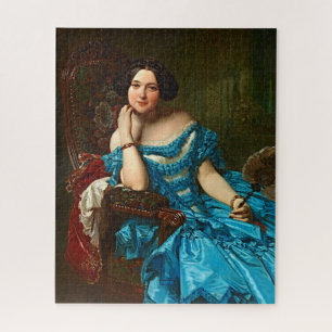 Puzzle Dame élégante vintage en robe bleu-vert