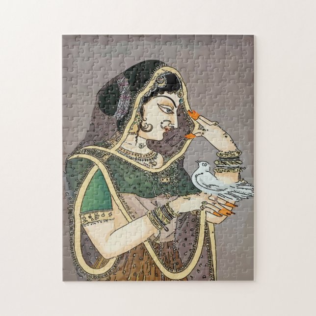 Puzzle Dame et colombe indiennes (Vertical)
