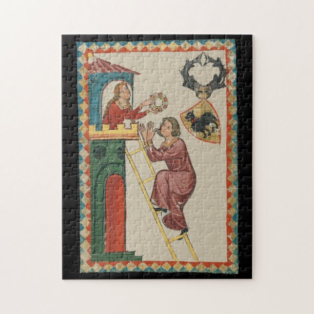Puzzle Dame offrant un cadeau à un prétendant, 14e siècle (Vertical)