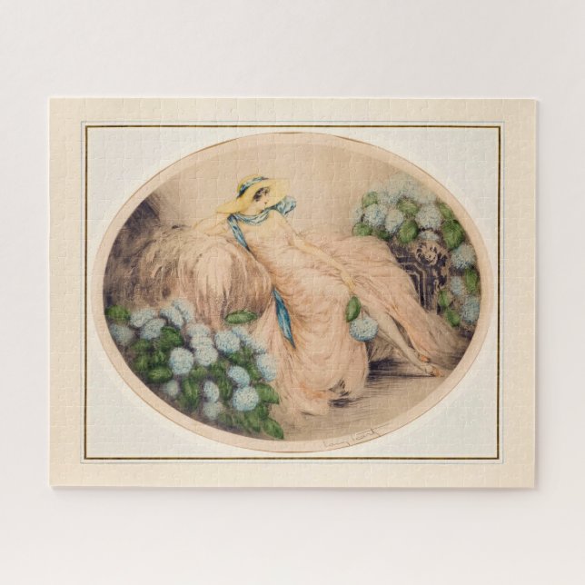 Puzzle Dame rose de Louis Icart (Horizontal)