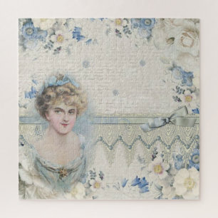 Puzzle Dame victorienne vintage shabby chic avec des fleu