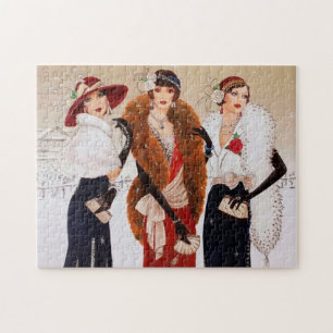 Puzzle dames de Noël art déco rétro
