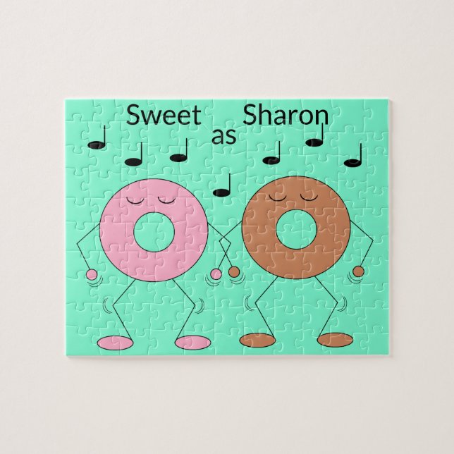 Puzzle Dancing Donuts Mint Green (Horizontal)