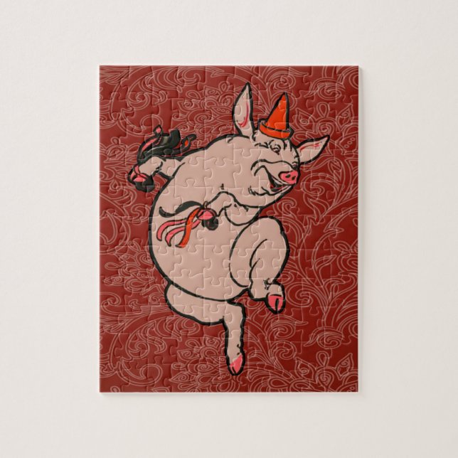 Puzzle Dancing Pig Antique Cute Danseuse (Vertical)